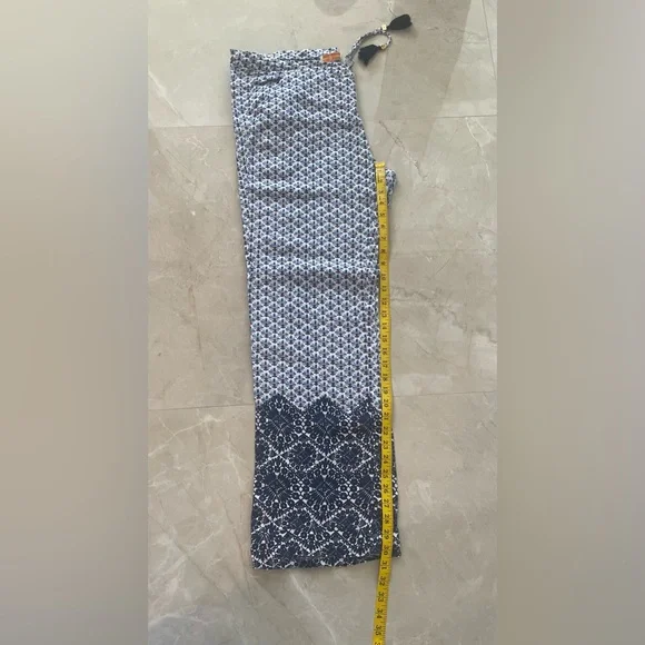Tory Burch Linen Straight Leg Pull On Drawstring Tassel Pant Blue
Floral Size M - Picture 3 of 9